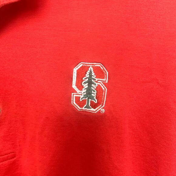 Peter Millar Polo Golf Shirt XL Red Mens 100% Cotton Stanford Logo - Picture 4 of 8